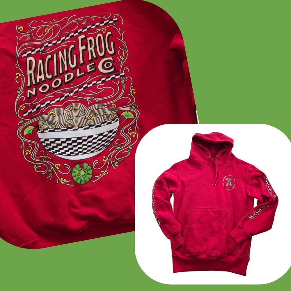 Meow Wolf Racing Frog Noodle Company Red Frog Unisex Hoodie XS Extra-Small